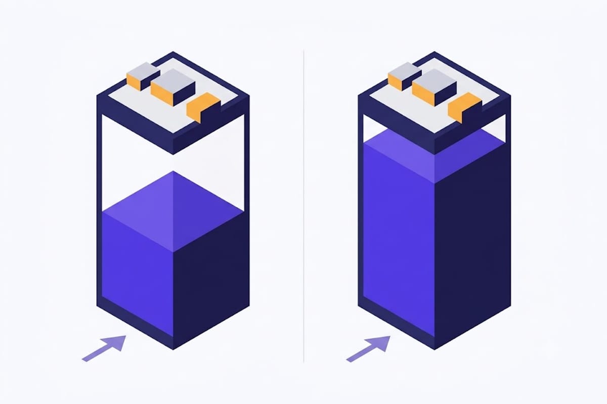 Usable energy against nameplate capacity in two battery types